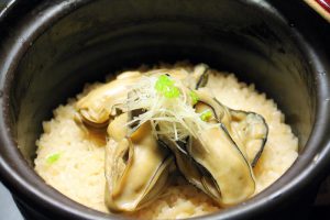 【食事】牡蠣ご飯　針生姜　留椀　香の物